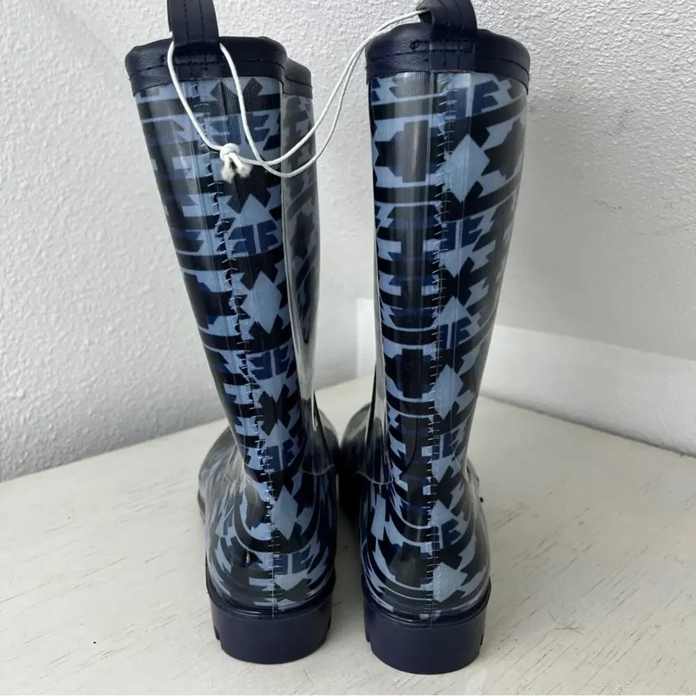 Capelli blue western design mid calf rain boot size 8